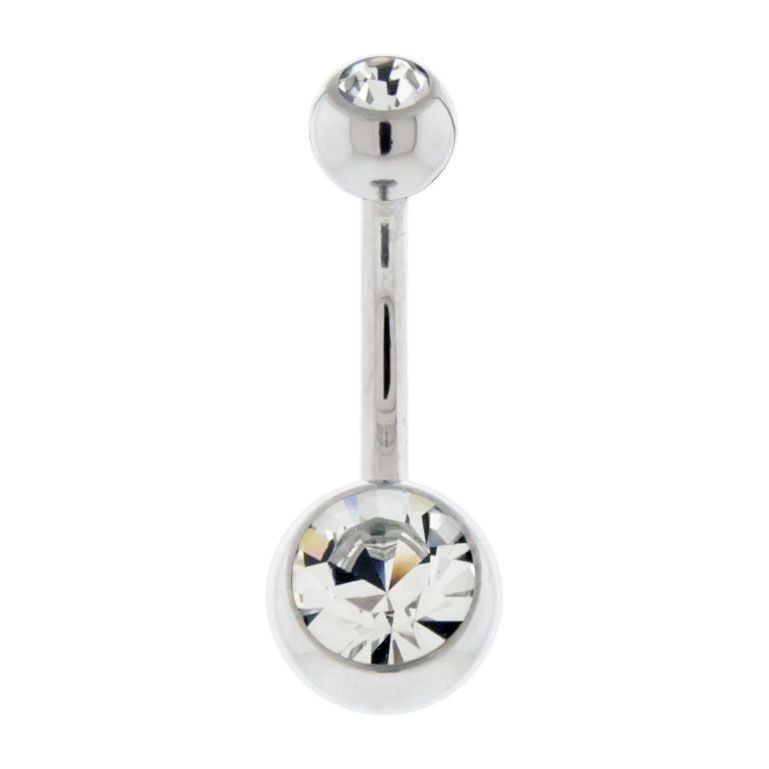 Belly Ring - No Dangle 14g Steel Internal Double SWAROVSKI Gem Navel Rings - 1 Piece #SPLT#6 -Rebel Bod-RebelBod