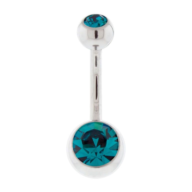 Belly Ring - No Dangle 14g Steel Internal Double SWAROVSKI Gem Navel Rings - 1 Piece #SPLT#6 -Rebel Bod-RebelBod