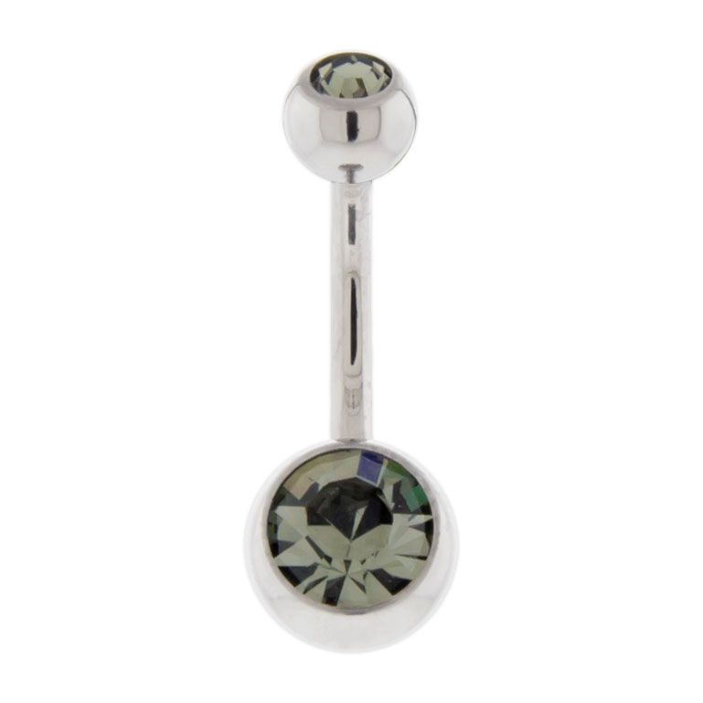 Belly Ring - No Dangle 14g Steel Internal Double SWAROVSKI Gem Navel Rings - 1 Piece #SPLT#6 -Rebel Bod-RebelBod