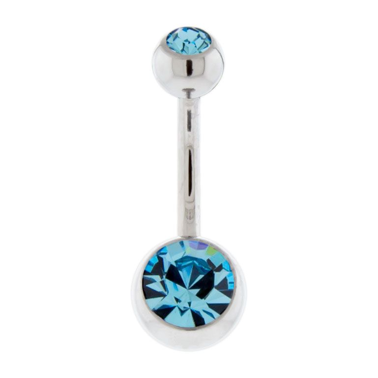 Belly Ring - No Dangle 14g Steel Internal Double SWAROVSKI Gem Navel Rings - 1 Piece #SPLT#6 -Rebel Bod-RebelBod
