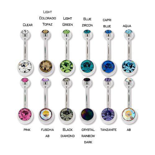 Belly Ring - No Dangle 14g Steel Internal Double SWAROVSKI Gem Navel Rings - 1 Piece #SPLT#6 -Rebel Bod-RebelBod