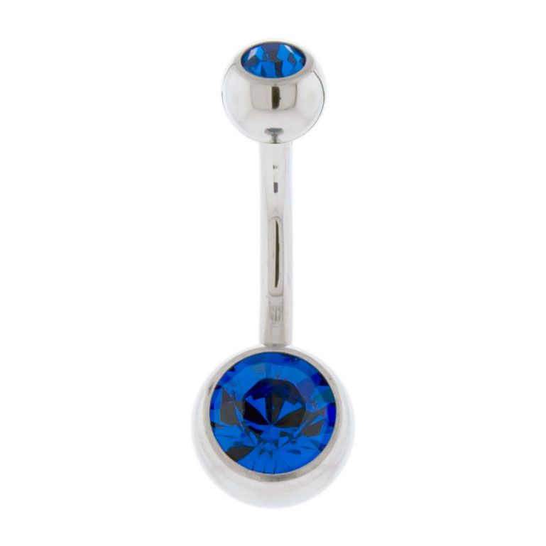 Belly Ring - No Dangle 14g Steel Internal Double SWAROVSKI Gem Navel Rings - 1 Piece #SPLT#6 -Rebel Bod-RebelBod