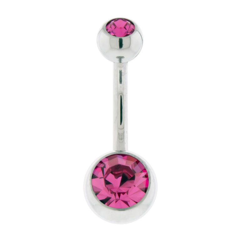 Belly Ring - No Dangle 14g Steel Internal Double SWAROVSKI Gem Navel Rings - 1 Piece #SPLT#6 -Rebel Bod-RebelBod