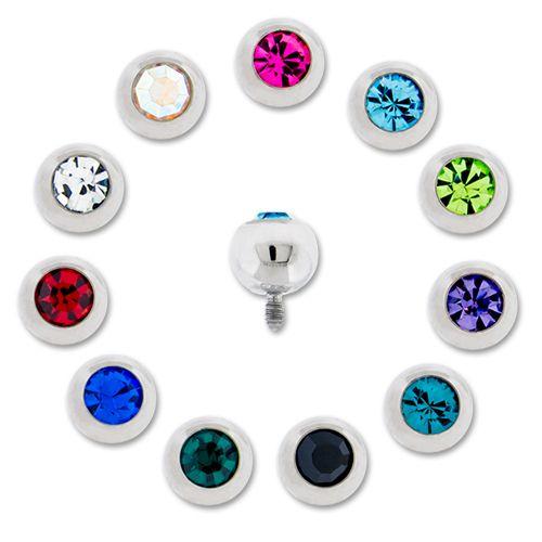 Body Jewelry Parts 14g Steel Internal Gem Ball - 1 Piece #SPLT -Rebel Bod-RebelBod