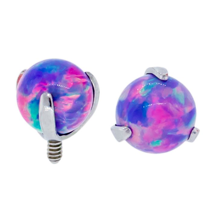 Body Jewelry Parts 14g Steel Internally Threaded Claw Prong Set Opal  - 1 Piece -Rebel Bod-RebelBod
