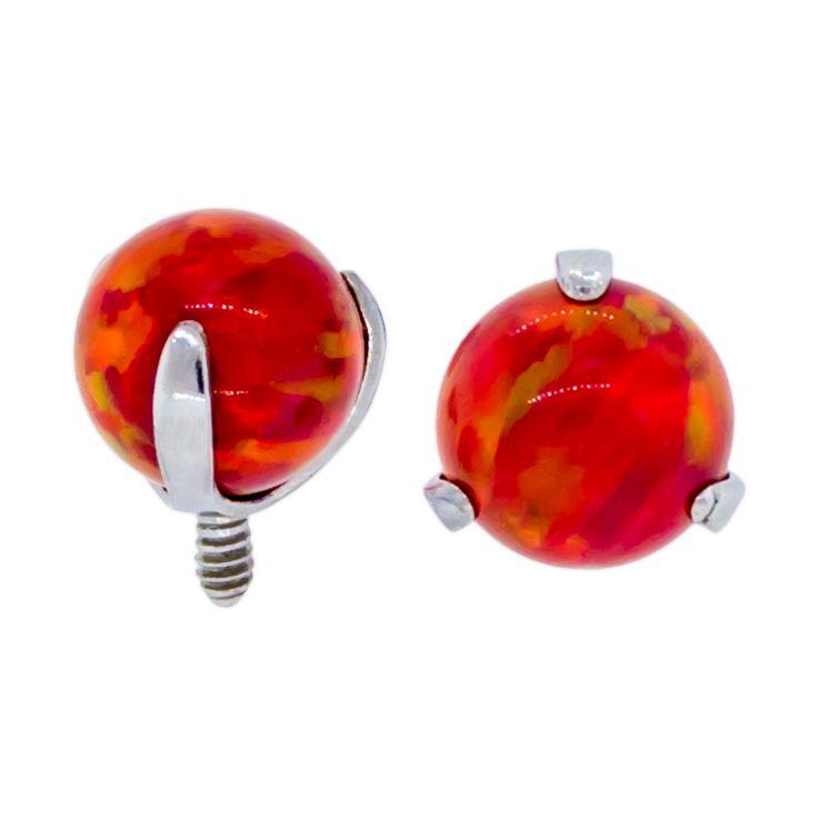Body Jewelry Parts 14g Steel Internally Threaded Claw Prong Set Opal  - 1 Piece -Rebel Bod-RebelBod