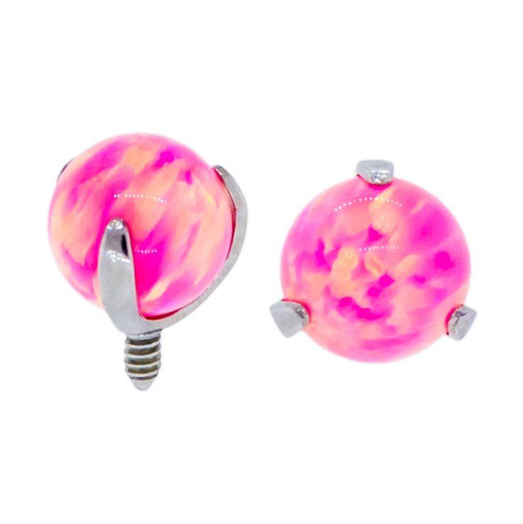 Body Jewelry Parts 14g Steel Internally Threaded Claw Prong Set Opal  - 1 Piece -Rebel Bod-RebelBod