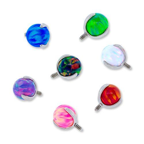 Body Jewelry Parts 14g Steel Internally Threaded Claw Prong Set Opal  - 1 Piece -Rebel Bod-RebelBod