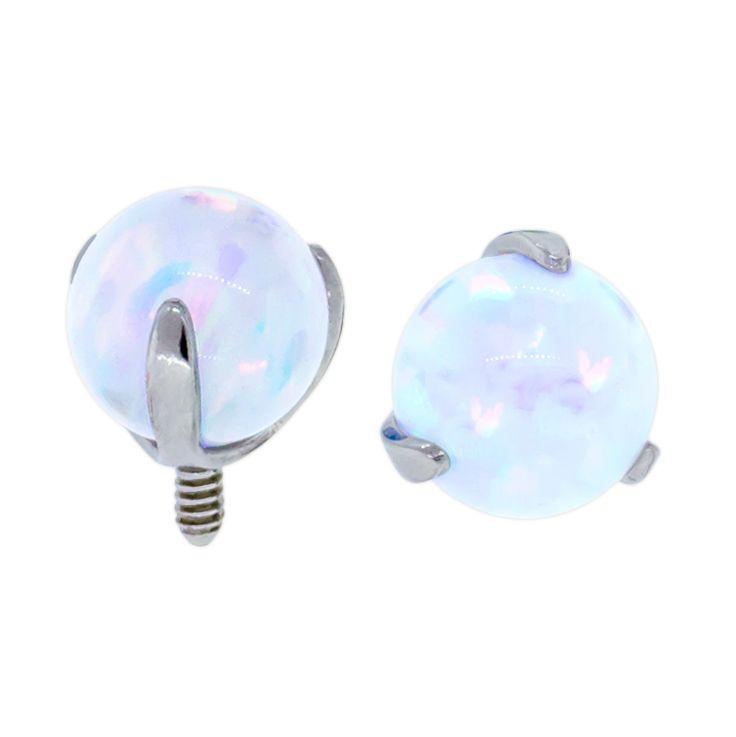 Body Jewelry Parts 14g Steel Internally Threaded Claw Prong Set Opal  - 1 Piece -Rebel Bod-RebelBod