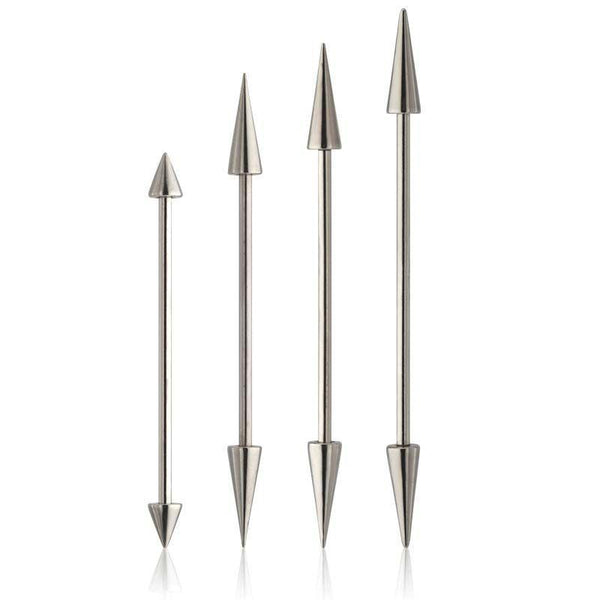 14G Titanium Anodized 316L Surgical Steel Industrial Barbell with Spike
