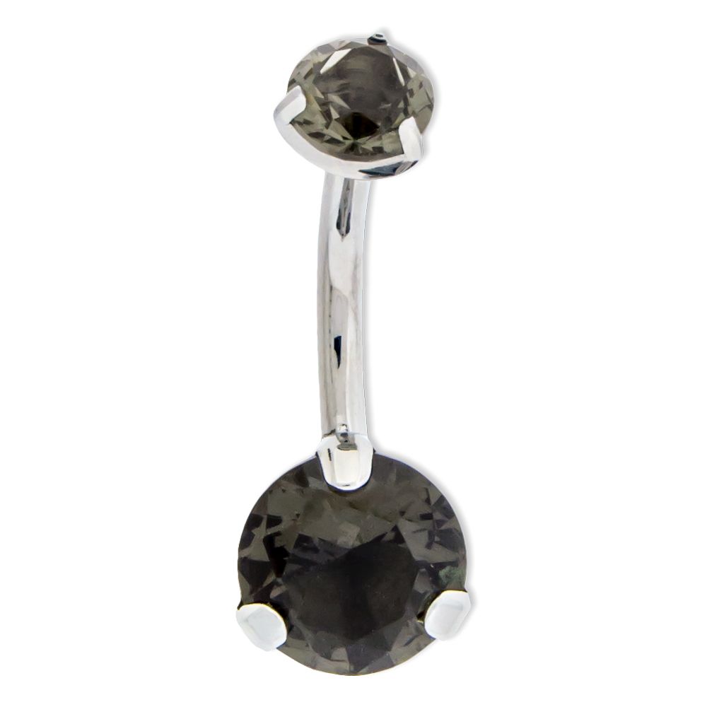 Belly Ring - No Dangle 14g Swarovski Zirconia Navel Ring - 1 Piece -Rebel Bod-RebelBod
