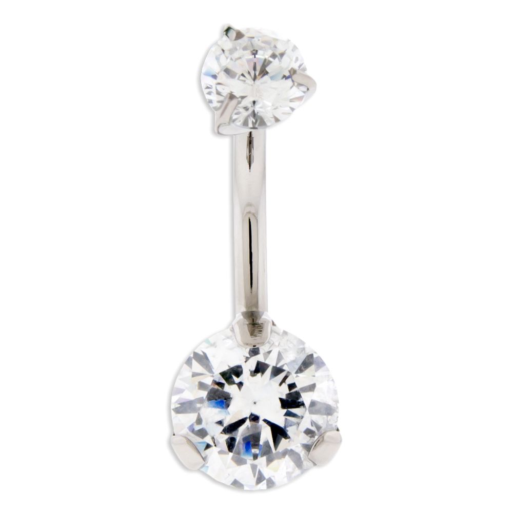 Belly Ring - No Dangle 14g Swarovski Zirconia Navel Ring - 1 Piece -Rebel Bod-RebelBod