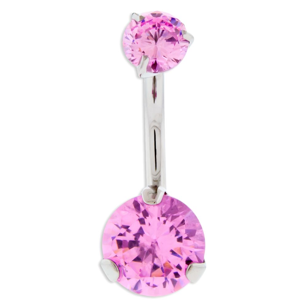 Belly Ring - No Dangle 14g Swarovski Zirconia Navel Ring - 1 Piece -Rebel Bod-RebelBod