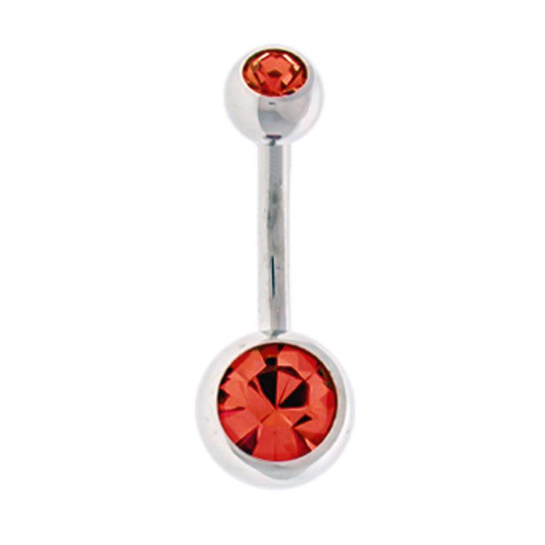 Belly Ring - No Dangle 14g Titanium Bezel Set Double Gem Navel Rings - 1 Piece -Rebel Bod-RebelBod