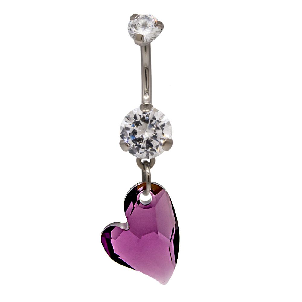 CURVED BARBELL 14g Titanium Heart Belly Ring - 1 Piece -Rebel Bod-RebelBod