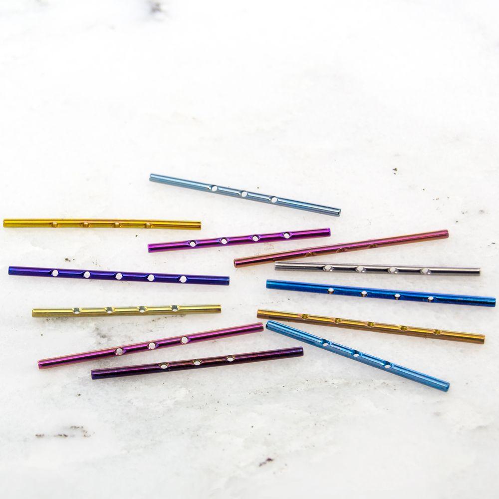 Industrial Barbell 14G Yellow Titanium Multi Thread Industrial Barbell Post Only No Balls - 1 Piece - Special -Rebel Bod-RebelBod