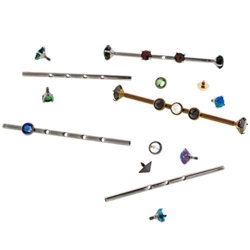 Industrial Barbell 14G Yellow Titanium Multi Thread Industrial Barbell Post Only No Balls -Rebel Bod-RebelBod