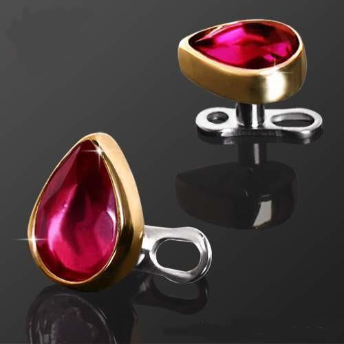 14K Gold Blood Drop Dermal Top