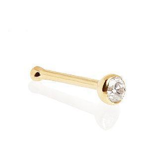 14K Gold Stud Nose Ring w/ Press Fit CZ