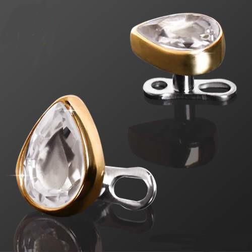 Dermals 14K Gold Tear Drop Dermal Top -Rebel Bod-RebelBod