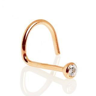 Nose Ring - Nose Screw 14K Rose Gold Nose Screw with Press Fit CZ -Rebel Bod-RebelBod