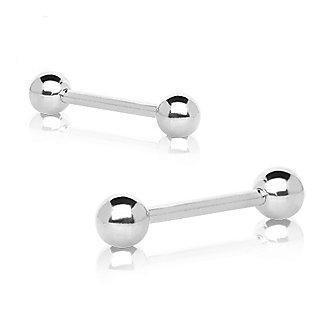 14K White Gold Straight Barbell w/ Ball