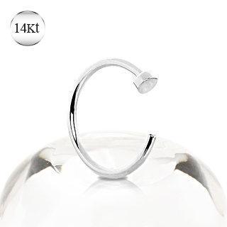 Nose Ring - C-Shaped Nose Ring 14K White Gold C-Shape Nose Hoop Ring -Rebel Bod-RebelBod