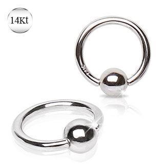 CAPTIVE BEAD RING 14K White Gold Captive Bead Ring with Ball -Rebel Bod-RebelBod