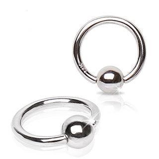 CAPTIVE BEAD RING 14K White Gold Captive Bead Ring with Ball -Rebel Bod-RebelBod