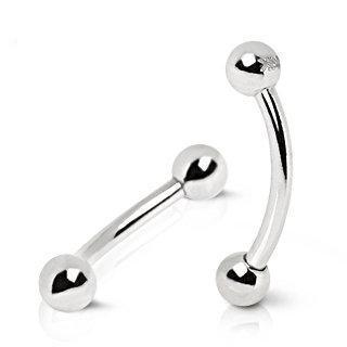 14K White Gold Eyebrow Ring Ball Ends