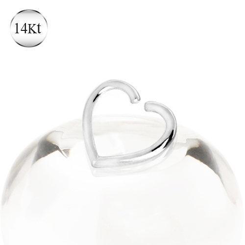 14K White Gold Heart Shaped Cartilage Earring Bendable Ring - 1 Piece