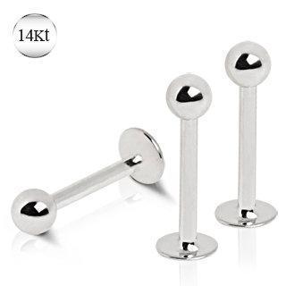 Labret Studs 14K White Gold Labret with Ball -Rebel Bod-RebelBod