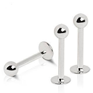 Labret Studs 14K White Gold Labret with Ball -Rebel Bod-RebelBod