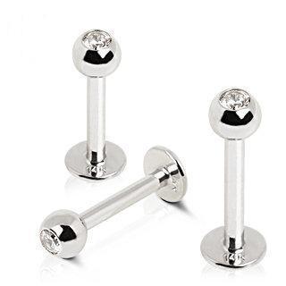 14K White Gold Labret Gemmed Ball