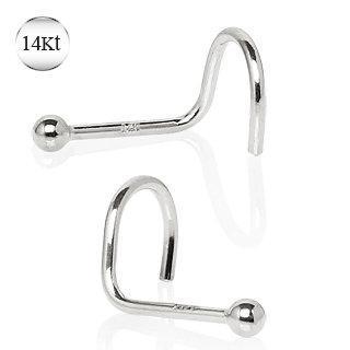 14K White Gold Screw Nose Ring Ball End