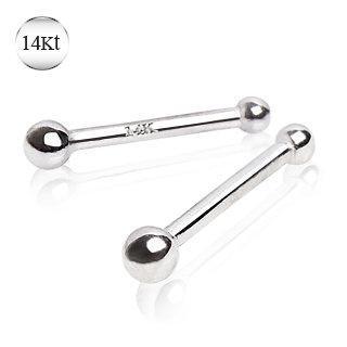 14K White Gold Stud Nose Ring Ball Ends