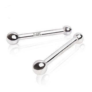 14K White Gold Stud Nose Ring Ball Ends