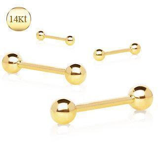 STRAIGHT BARBELL 14K Yellow Gold Barbell with Ball -Rebel Bod-RebelBod