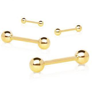 STRAIGHT BARBELL 14K Yellow Gold Barbell with Ball -Rebel Bod-RebelBod