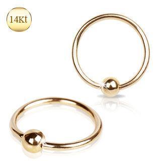 14K Gold Captive Bead Ring w/ Ball