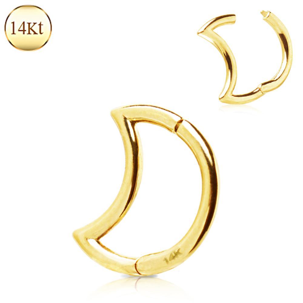 14K Yellow Gold Crescent Moon Seamless Clicker Ring - 1 Piece
