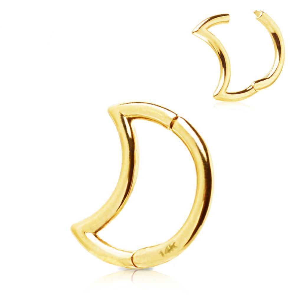 14K Gold Crescent Moon Seamless Clicker Ring - 1 Piece