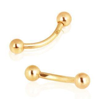 CURVED BARBELL 14K Yellow Gold Eyebrow Ring with Ball -Rebel Bod-RebelBod