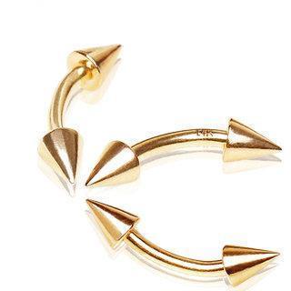 CURVED BARBELL 14K Yellow Gold Eyebrow Ring with Spikes -Rebel Bod-RebelBod