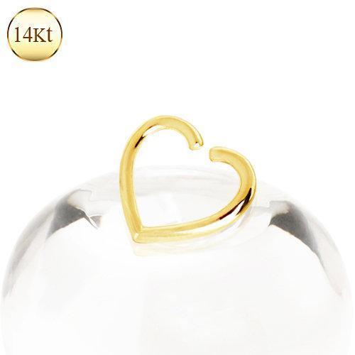 14K Yellow Gold Heart Shaped Cartilage Earring Bendable Ring - 1 Piece
