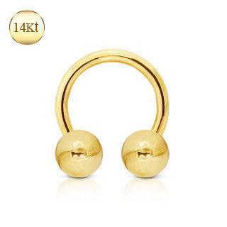 CIRCULAR BARBELL | HORSESHOE 14K Yellow Gold Horse Shoes Circular Barbell with Ball -Rebel Bod-RebelBod
