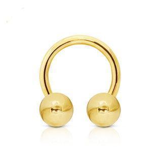 CIRCULAR BARBELL | HORSESHOE 14K Yellow Gold Horse Shoes Circular Barbell with Ball -Rebel Bod-RebelBod