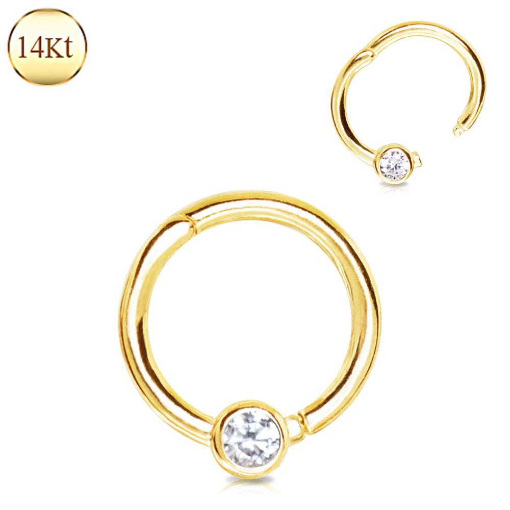 14K Yellow Gold Jeweled Seamless Clicker Ring - 1 Piece