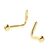 Nose Ring - L-Shaped Nose Ring 14K Yellow Gold L Bend Nose Ring with a Ball -Rebel Bod-RebelBod