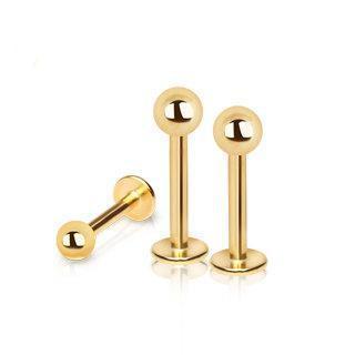 14K Yellow Gold Labret w/ Ball